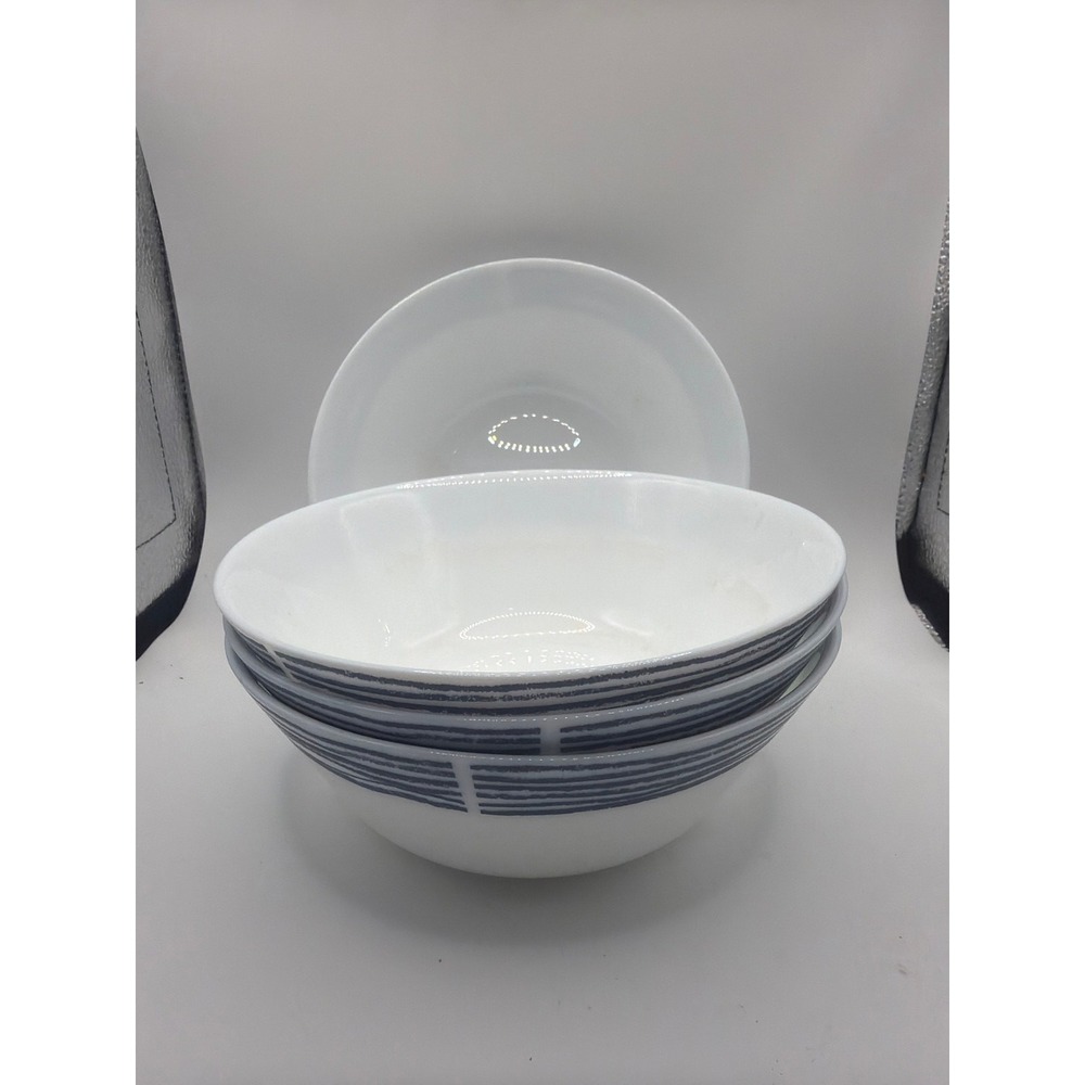 4 Corelle Everyday Expressions Geometrica Blue Soup/Cereal Bowls